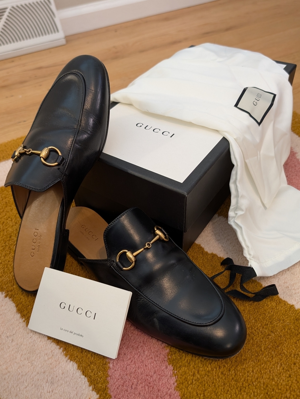 Gucci Women's Princetown Leather Mules Size 38